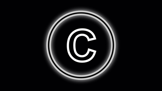 White letter C inside a glowing double circle on black background alphabet character