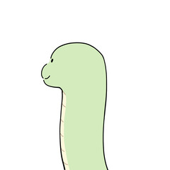 Cute green long-neck dinosaur profile © illustATAM