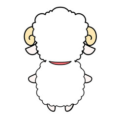 Cute fluffy cartoon sheep with horns © illustATAM