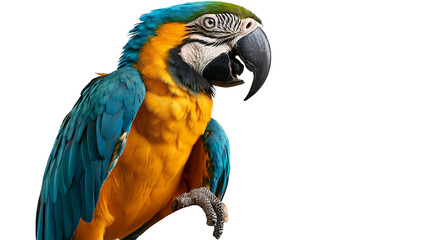 Blue and yellow macaw parrot with vibrant plumage and sharp black beak © Alaric