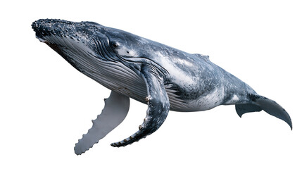 Humpback whale swimming with long pectoral fins and textured grey skin © Alaric