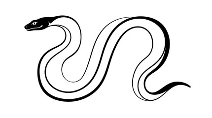 Fototapeta premium Black outline silhouette of a snake
