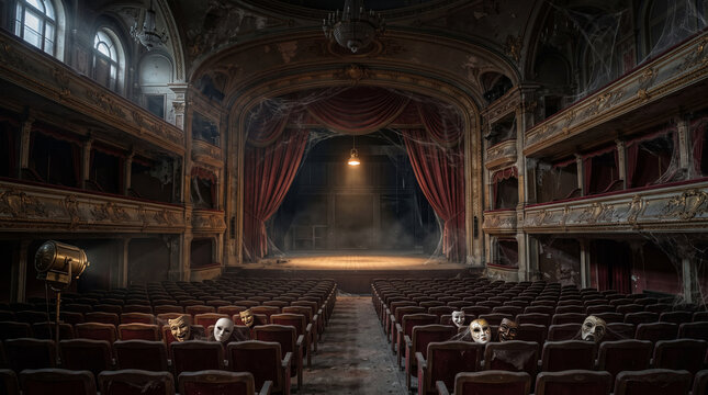 Abandoned teather at midnight, halloween night