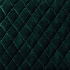 Obraz premium A close-up texture of dark green quilted velvet fabric featuring a classic diamond stitched pattern.