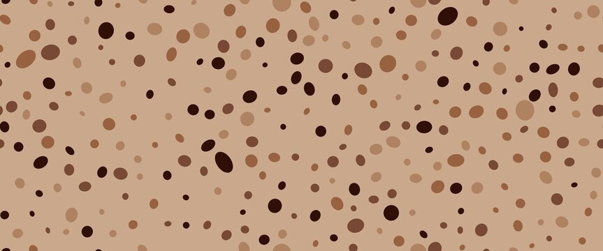 Seamless abstract beige and brown terrazzo pattern with scattered irregular dark speckles and a warm organic textured background