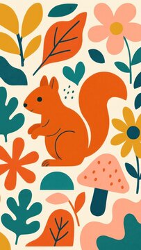 Playful squirrel amidst colorful flora mobile wallpaper