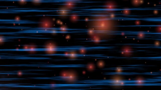 Futuristic Glowing Orange Particles with Blue Horizontal Motion Streaks Video Overlay