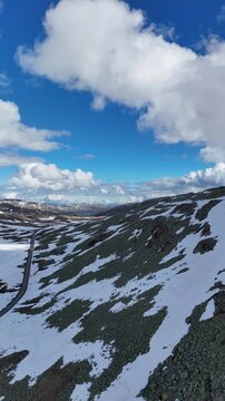 Aerial view of scenery in Norway - Scandinavia - vertical 4K video