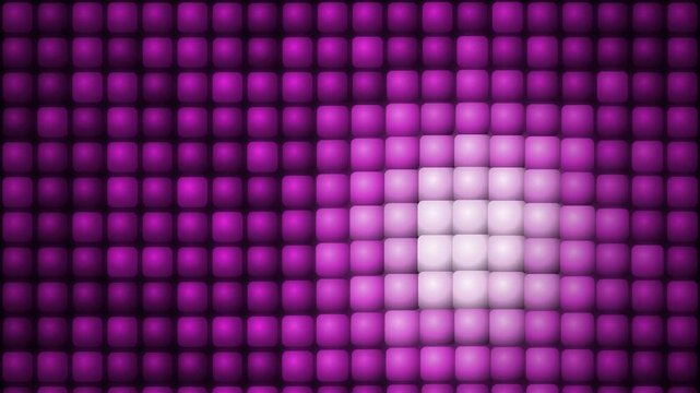 Animated purple glowing tile grid with pulsing light pattern and central bright cluster