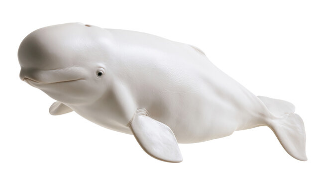 White beluga whale swimming with smooth skin and rounded melon head