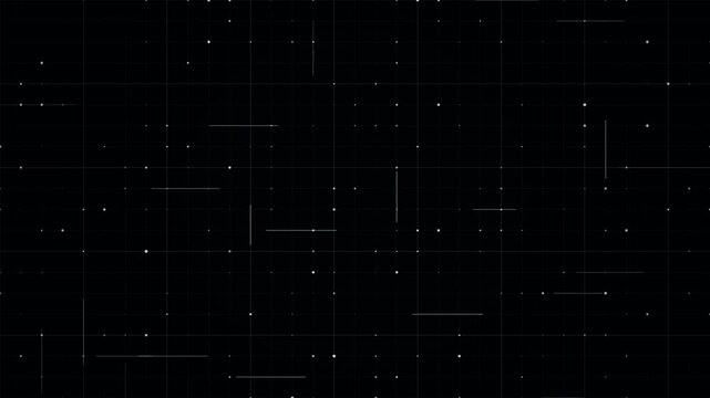 Animated digital grid with moving dots and lines on dark background