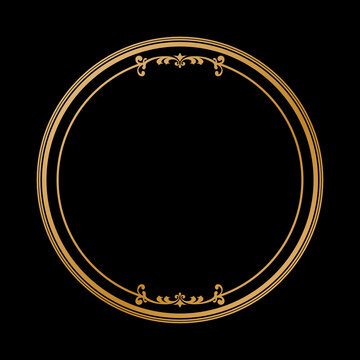 Luxury Golden Vintage Ornate Circular Frame Isolated Design on Black Background. Design print for Greeting, Invitation, Book Cover, and Wall Mirror. 29
