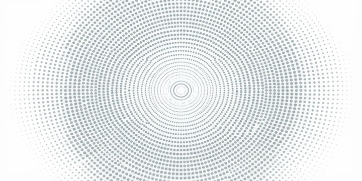 Concentric circles of light grey dots radiate from a central point, creating a hypnotic, abstract optical illusion with a subtle, minimalist aesthetic.