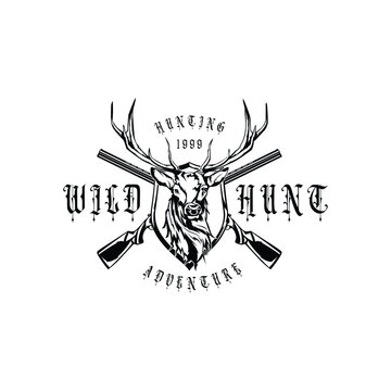 vintage style wild hunting badge logo