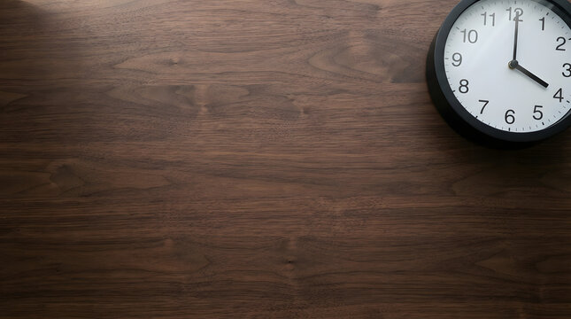 Wall clock on wooden surface with minimalist design