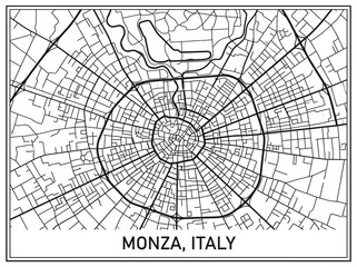 Fototapeta premium Monza Italy Minimalist Street Map with Racing Circuit