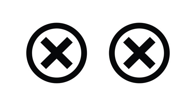 Two circular prohibition signs with black crosses on a white background