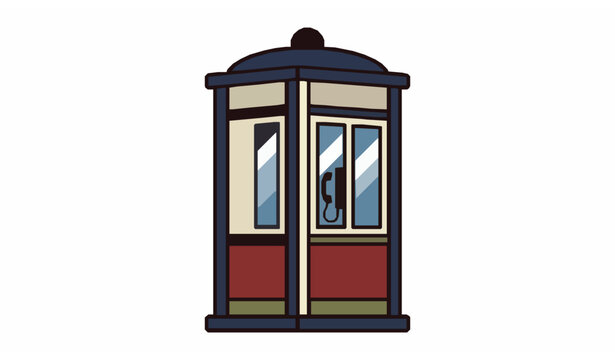Vintage police call box emergency telephone booth flat vector illustration isolated on white