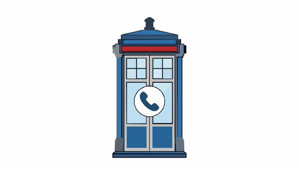 Classic police call box front view flat vector icon isolated on white background