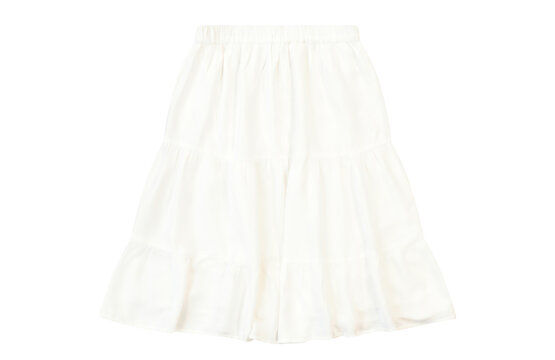 White tiered midi skirt isolated on transparent background