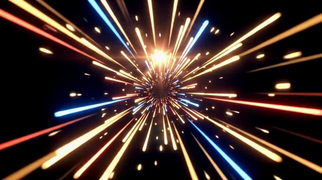 Golden Light Rays Burst Abstract Sci Fi Warp Motion