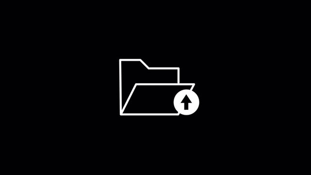 Uploading file icon animation, send file icon, upload sign, upload arrow animation. video animation pc icon of a folder uploading files on a transparent background 4K with Alpha Channel