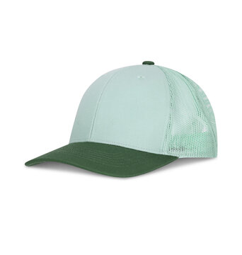 Light green and dark green trucker hat isolated on transparent background