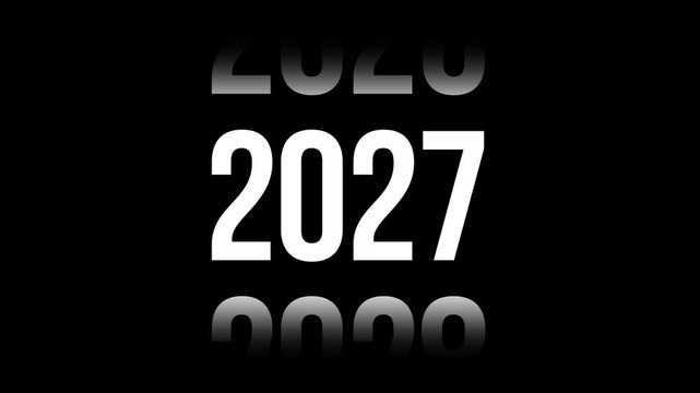 2000 to 2027 countdown or counter animation Simple number counter animation from 2000 to 2027 on black background 2026 happy new year transition