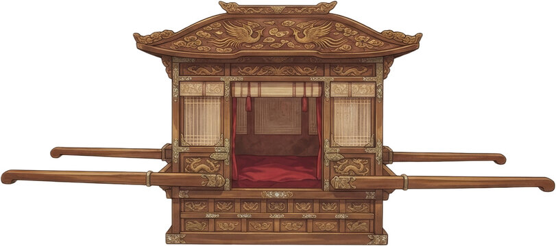 Traditional Korean gama royal sedan chair palanquin vector illustration