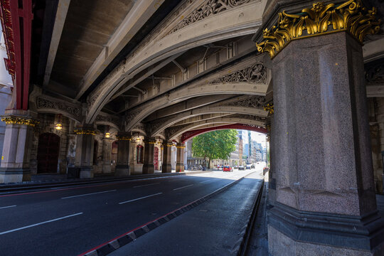 London - 07 24 2022: Tunnel on Farringdon St. of the Holborn Viaduct