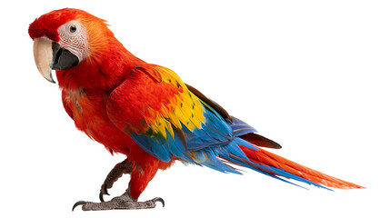 Vibrant scarlet macaw parrot with red yellow and blue plumage © darietta