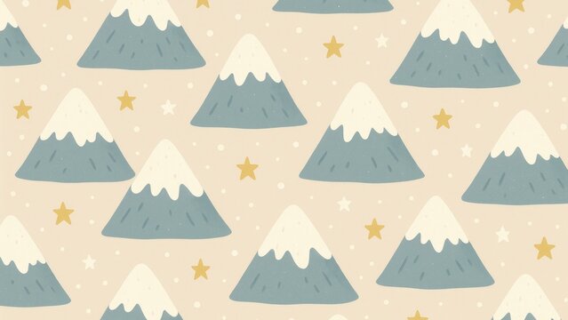 Whimsical snowy mountain pattern desktop wallpaper