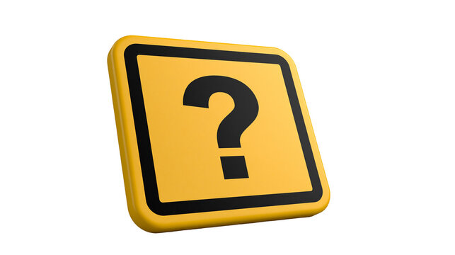 Yellow square sign with a black question mark symbol