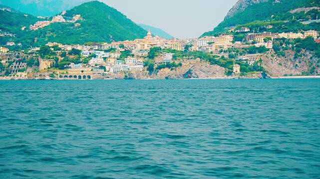The town of Vietri sul Mare on the Amalfi Coast, seen from the ferry