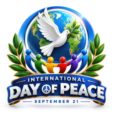 International Day of Peace September 21 3D Logo and Awareness Design,,