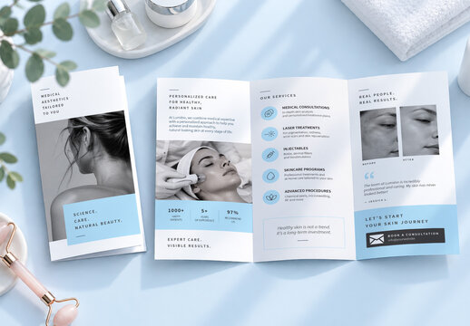 Aesthetic Cosmetology Clinic Trifold Brochure Template