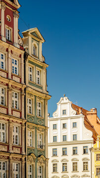 Colorful Baroque Tenement Houses in Wroclaw Market Square