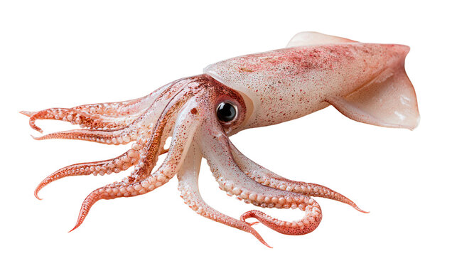 Fresh raw squid with pinkish skin and detailed tentacles
