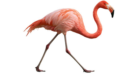 Vibrant pink flamingo standing with long slender legs and curved neck © dominica