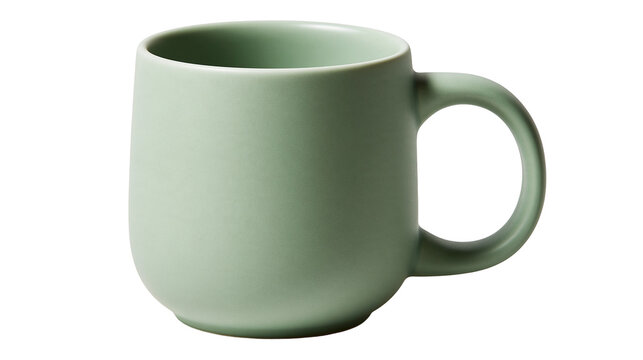 Sage green matte ceramic coffee mug with rounded handle