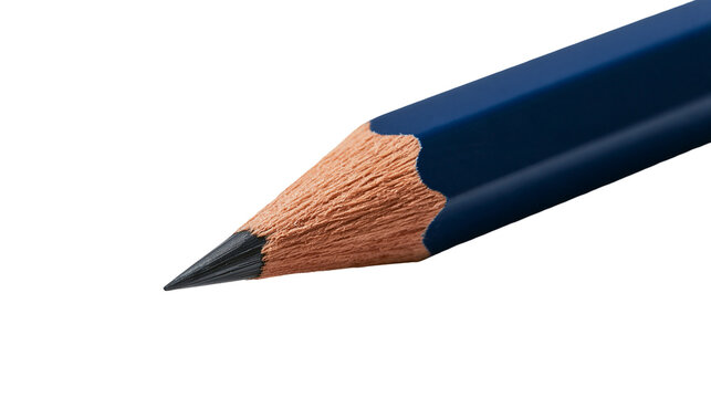 Sharpened dark blue wooden pencil with graphite tip