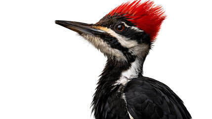 Pileated woodpecker profile portrait with vibrant red crest and black plumage © Clementine