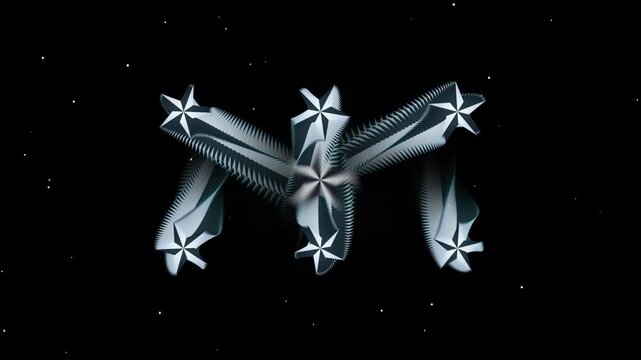 Rotating silver star array motion on black motion background