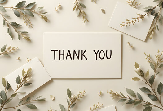 Cream Paper Botanical Thank You Design