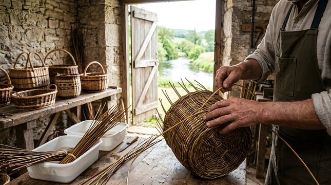Craftsman Working with Hand Tools in Rustic Workshop, Skilled Artisan Creating Handmade Product, Traditional Craftsmanship, Woodworking, Small Business, Creative Work and Artisan Lifestyle