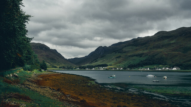 view of lake in the mountains in Scotland