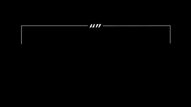 animated outline frame converging toward four punctuation marks with smooth minimal motion.
