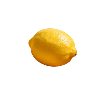 [Transparent Background PNG]Fresh ripe lemon with bright yellow peel on a patterned surface