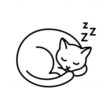Cat sleeping vector in minimalist black line art style
