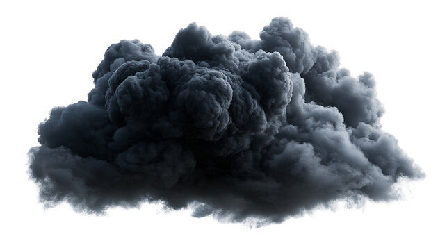 Dense dark grey billowing smoke cloud formation